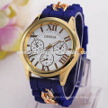 2015 nouveau design 3 cadran décoration candy colory geneva silicone montre